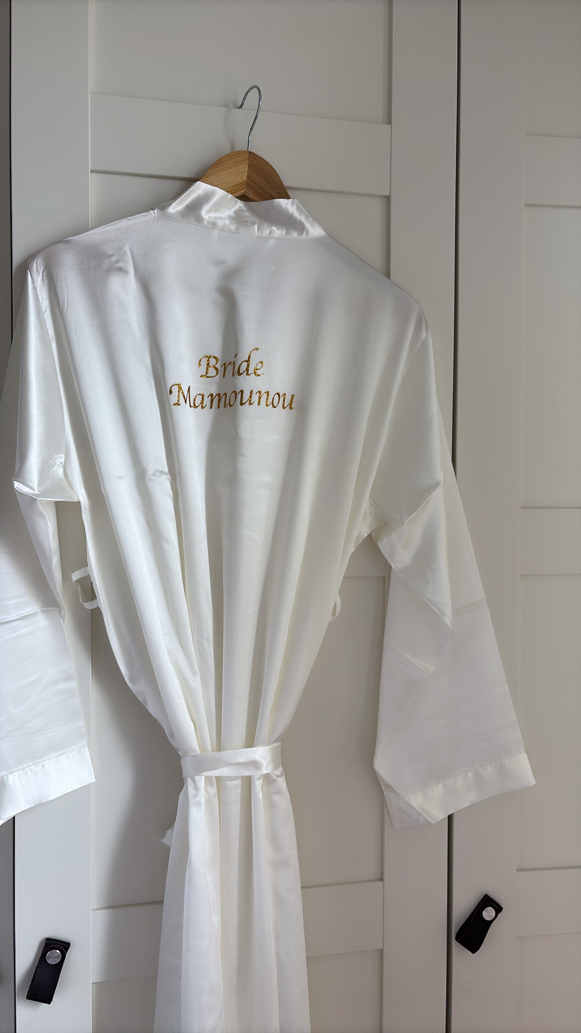 Peignoir long en satin personnalisé blanc