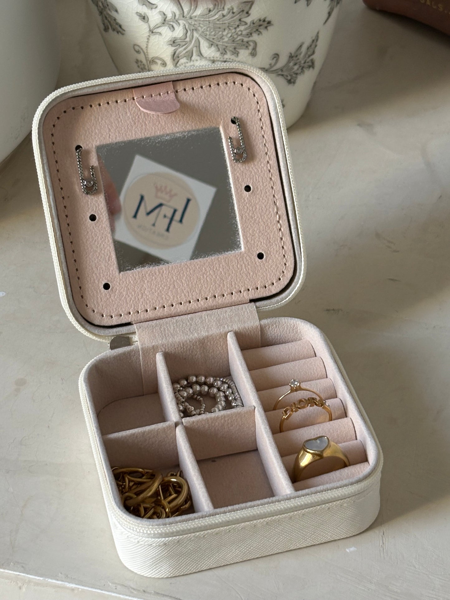 Boîte à bijoux personnalisée - Organisateur portable avec miroir