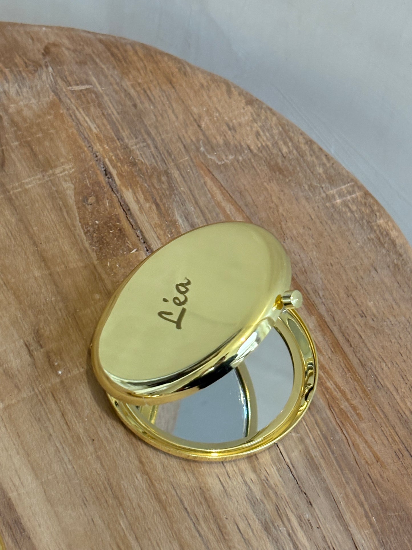 Miroir de poche doré personnalisé