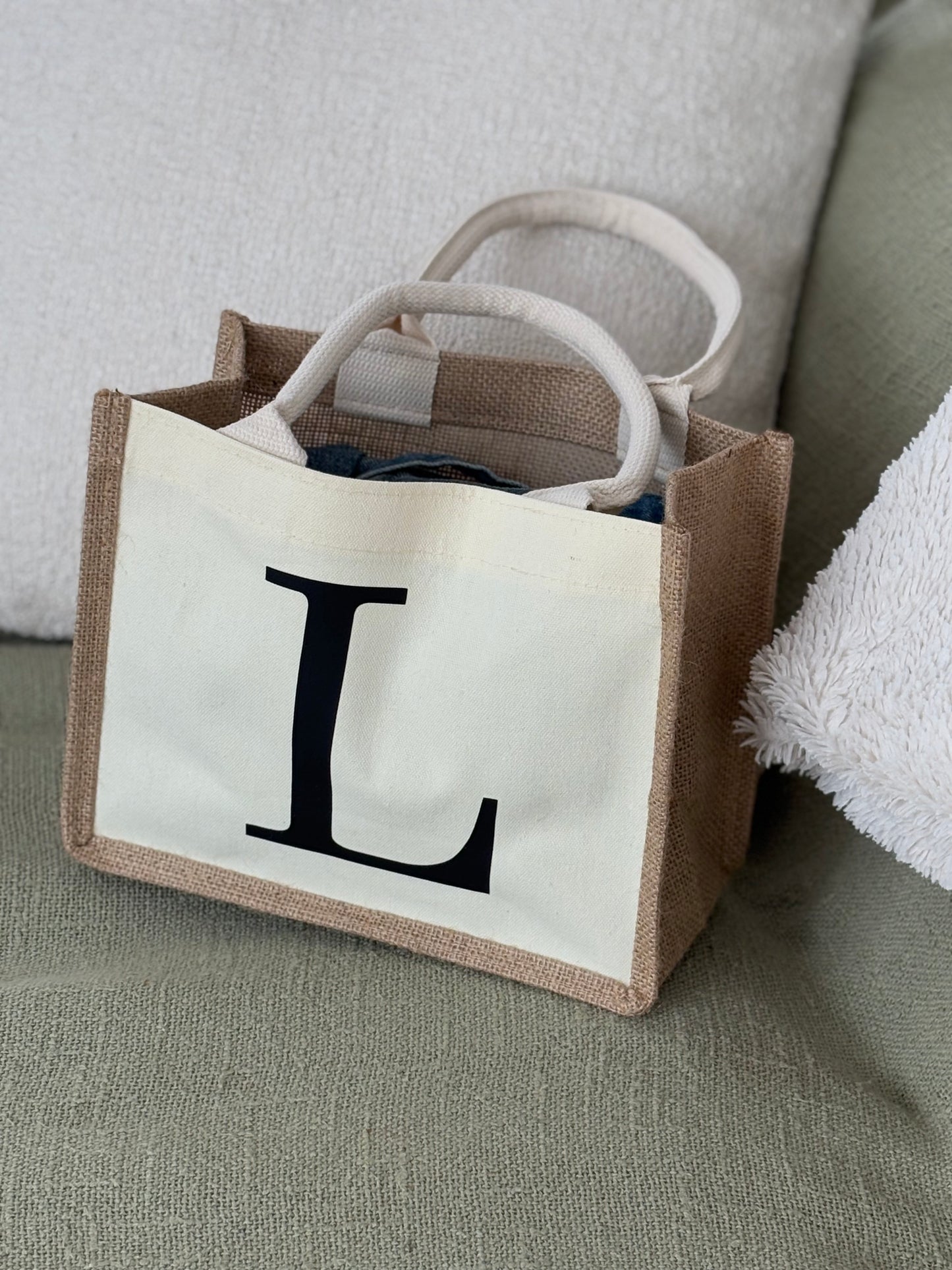 Sac en Toile de Jute Personnalisé avec Initiale - Imperméable