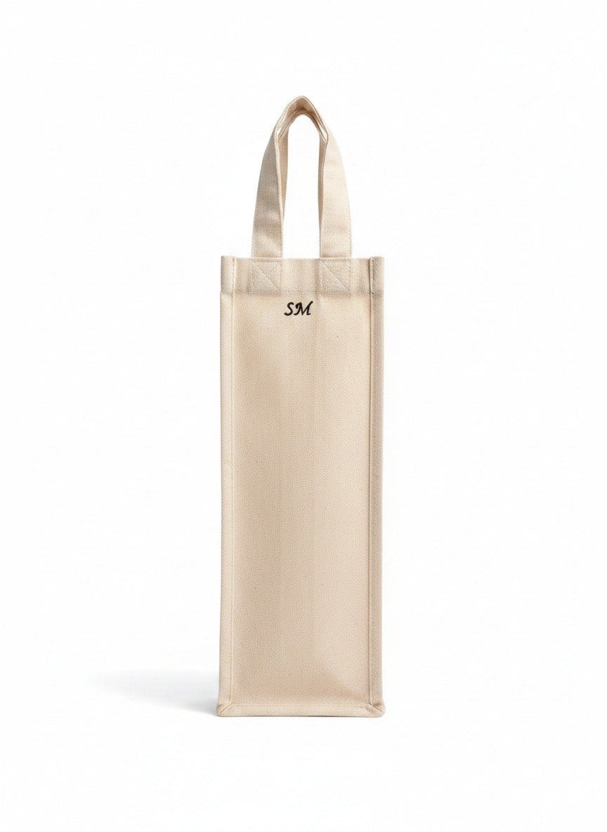 Sac à bouteille personnalisé brodé – Coton canvas épais