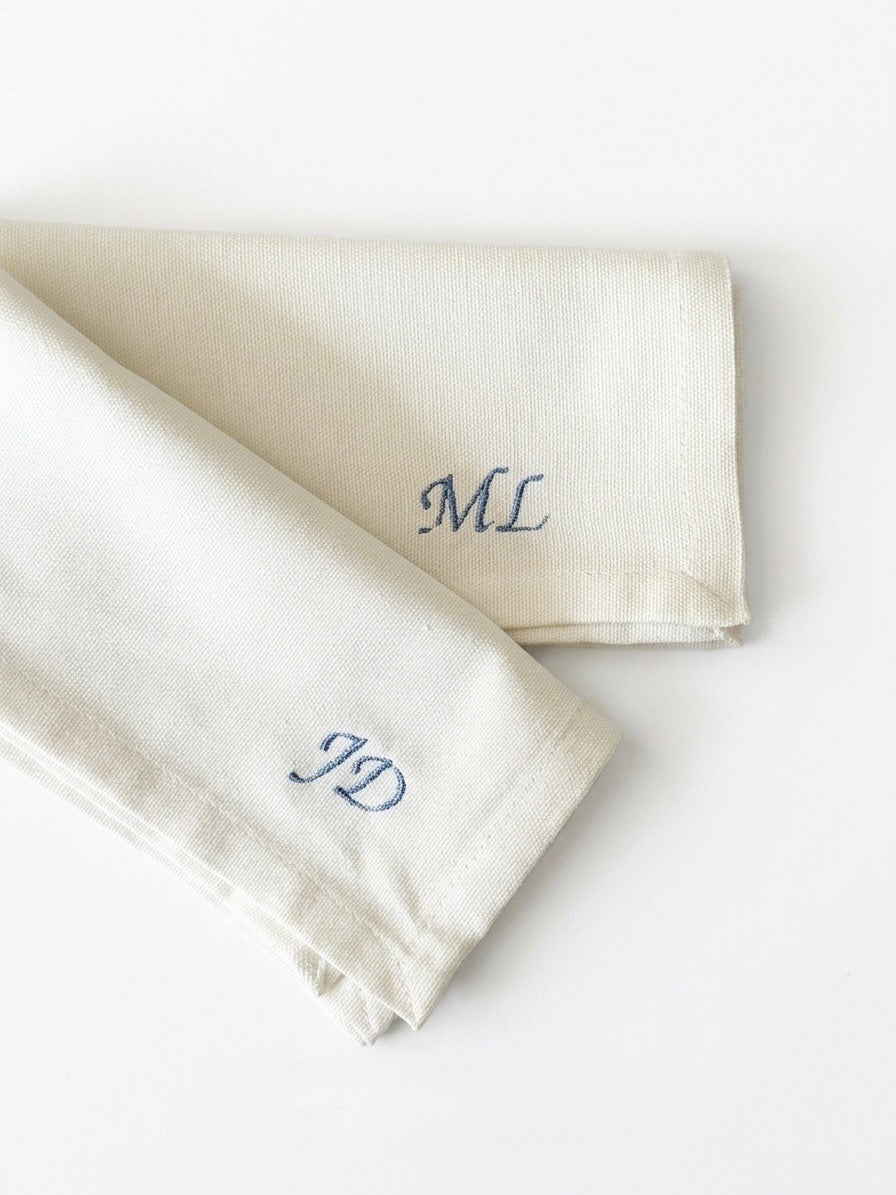 Serviette de table personnalisée brodée en coton tissé 100 % français