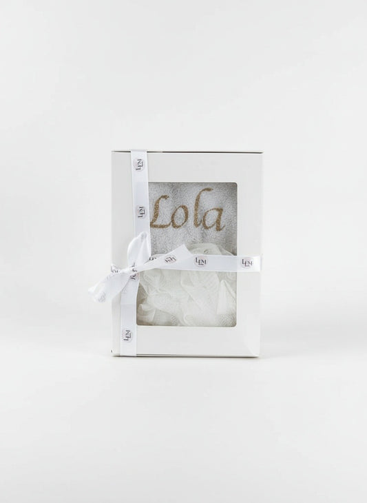 Coffret Douche Personnalisé – Gant, serviette visage & fleur de Douche