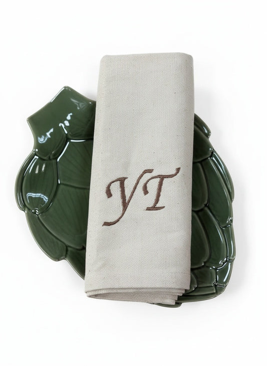 Serviette de table brodée personnalisée en coton